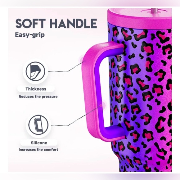 Meoky 40 oz tumbler with straw Rainbow Leopard Brand New - Picture 3 of 9